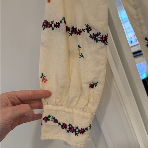 Sézane X Lucia Vergara - Elviro Shirt Ecru With Margarita Embroidery Sz 8/EU 40 - Picture 7 of 8